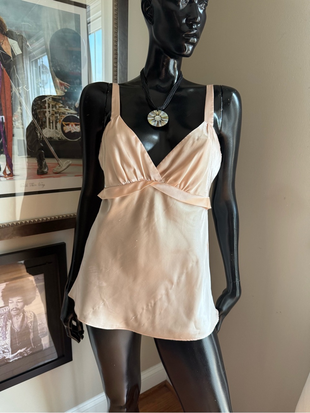 Champagne Satin Y2K Lingerie Cami Top Size Small Adjustable Straps